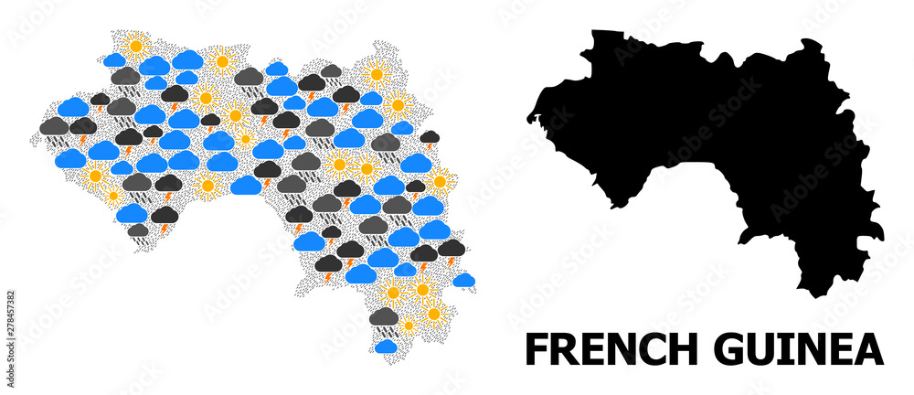Fototapeta premium Climate Collage Map of French Guinea