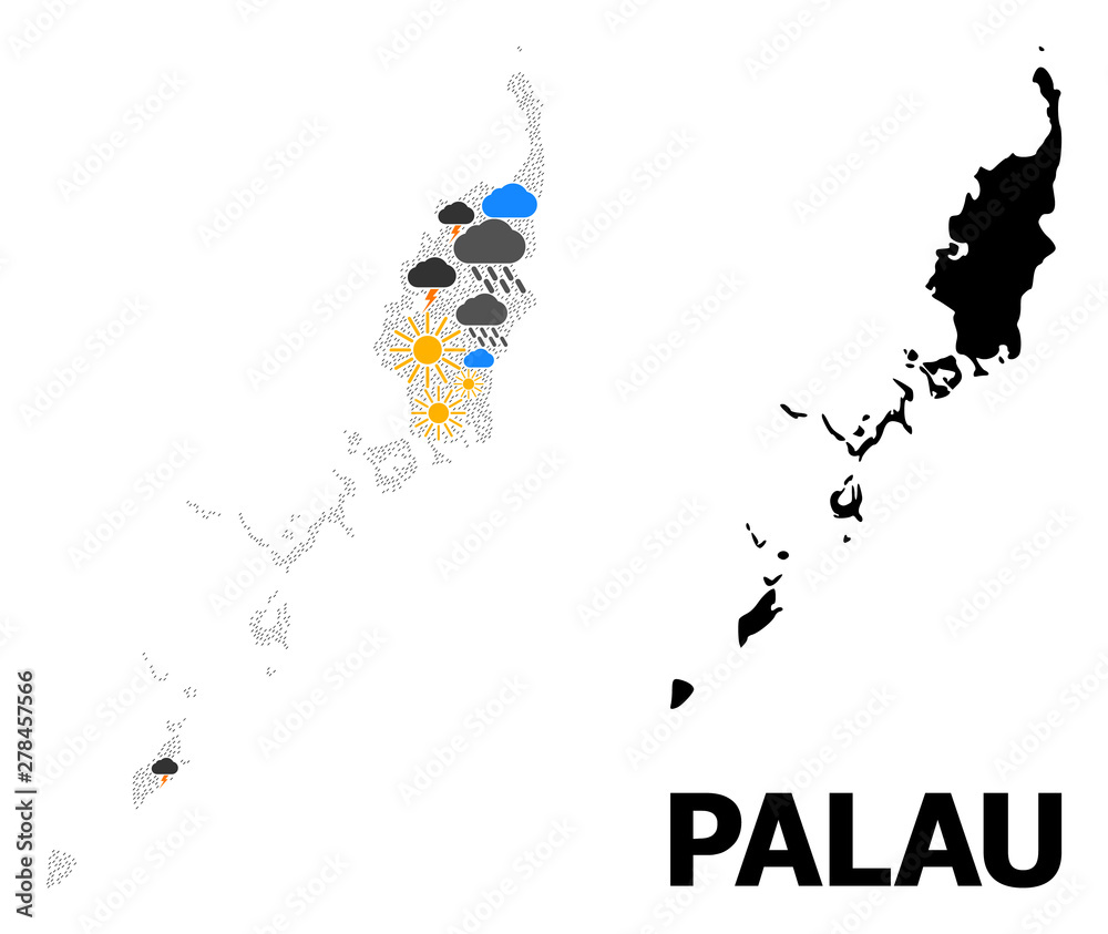Obraz premium Weather Collage Map of Palau Islands
