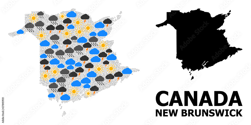 Weather Collage Map of New Brunswick Province