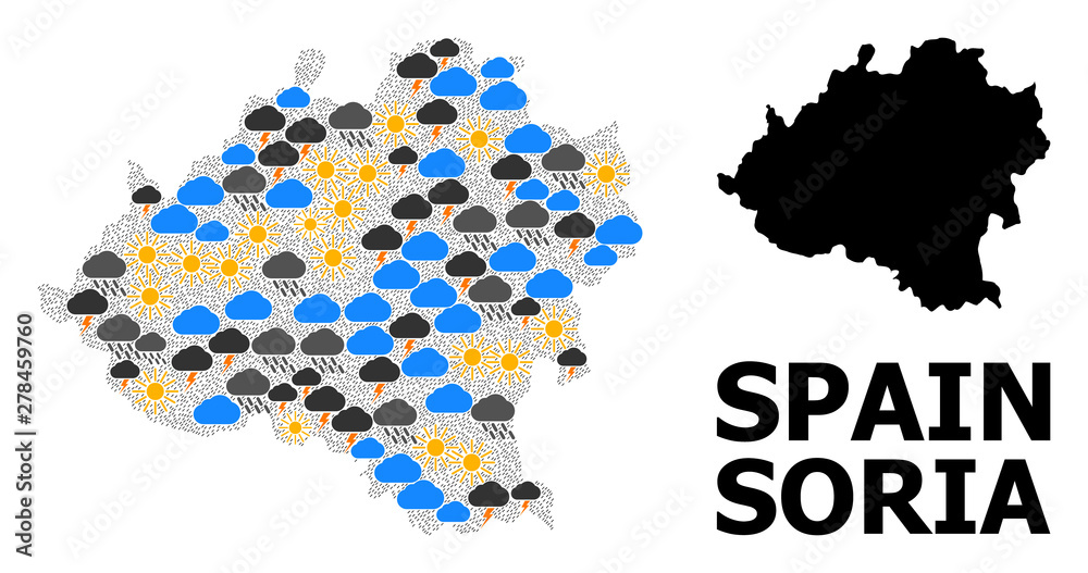 Obraz premium Weather Mosaic Map of Soria Province