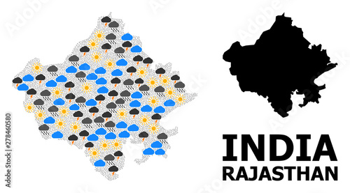 Weather Collage Map of Rajasthan State photo