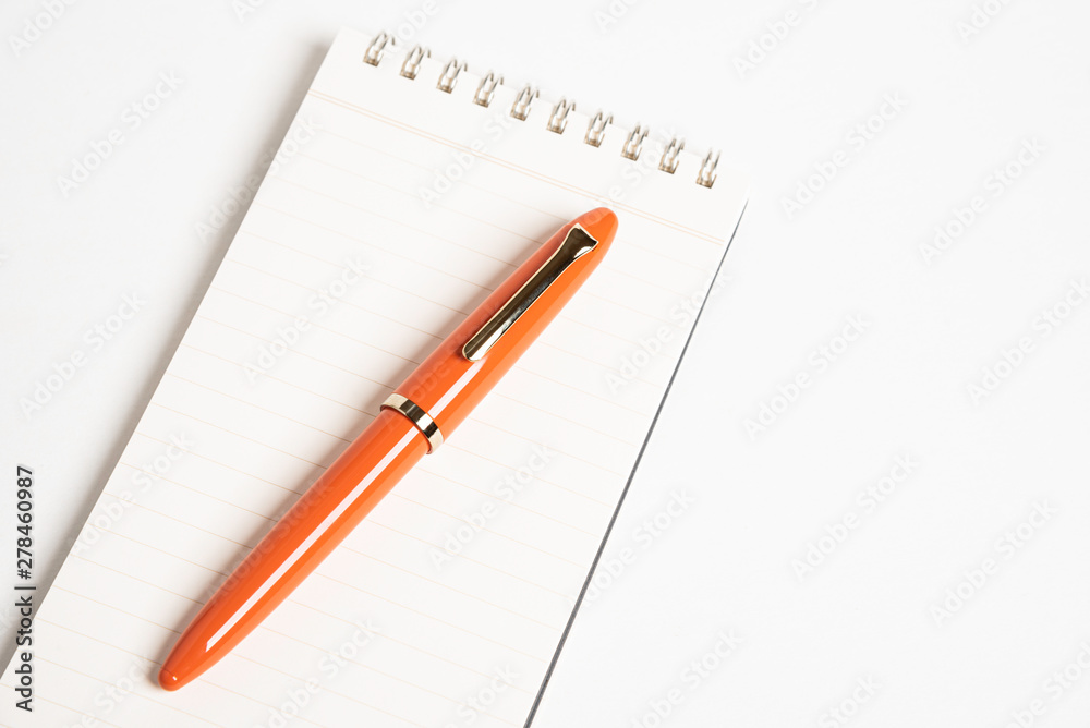 Orange Fountain Pen with Spiral-Bound Notebook Orange Fountain Pen with Spiral-Bound Notebook