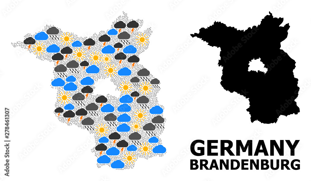 Obraz premium Weather Collage Map of Brandenburg State
