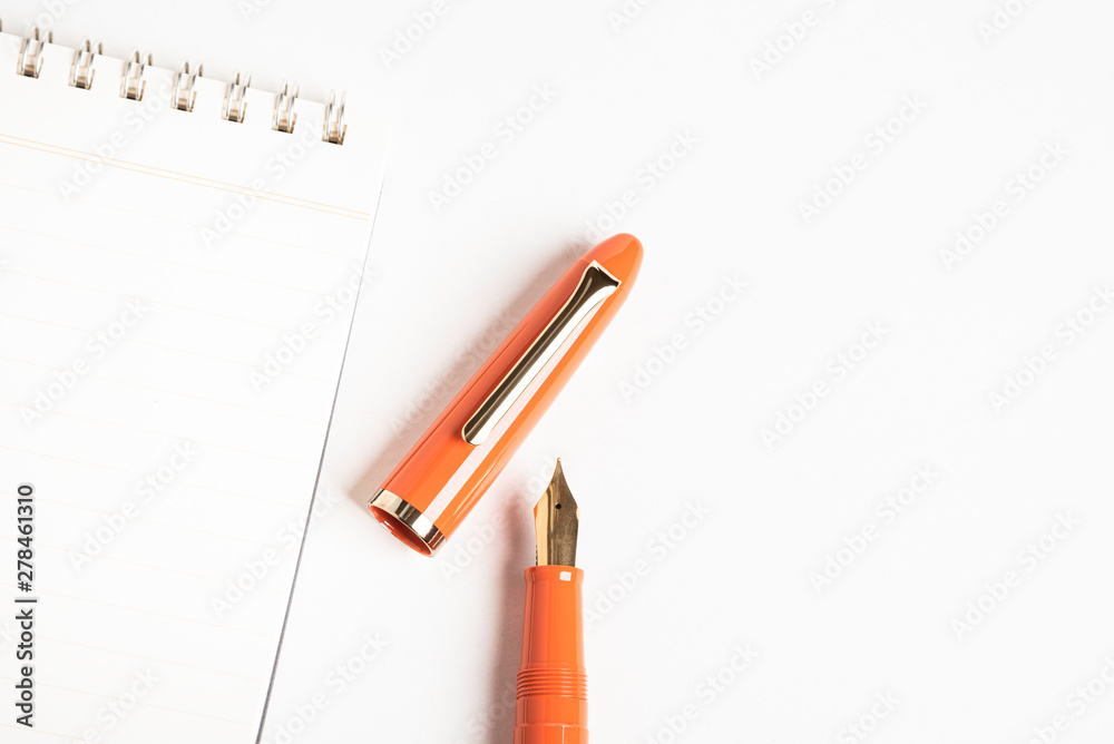 Orange Fountain Pen with Spiral-Bound Notebook Orange Fountain Pen with Spiral-Bound Notebook