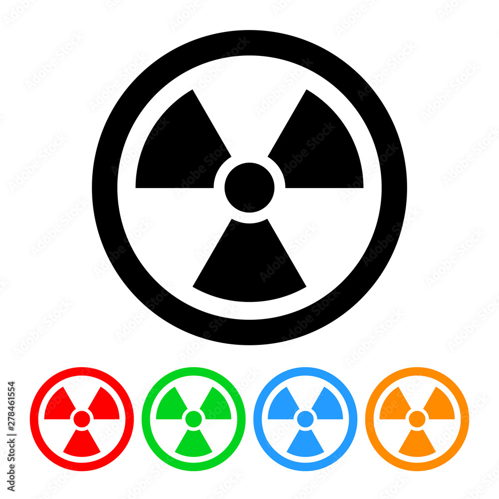 Nuclear sign atomic symbol icon vector energy nuclear illustration design element with four color variations Nuclear sign atomic symbol icon vector energy nuclear illustration design element with four color variations