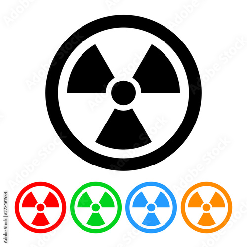 Nuclear sign atomic symbol icon vector energy nuclear illustration design element with four color variations