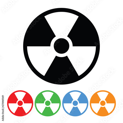 Nuclear symbol icon vector nuclear energy atomic warning sign illustration design element with four color variations