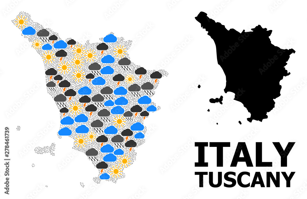 Fototapeta premium Weather Mosaic Map of Tuscany Region