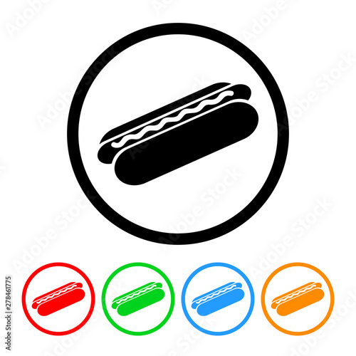 Hot dog icon vector hotdog illustration fast food design element with four color variations