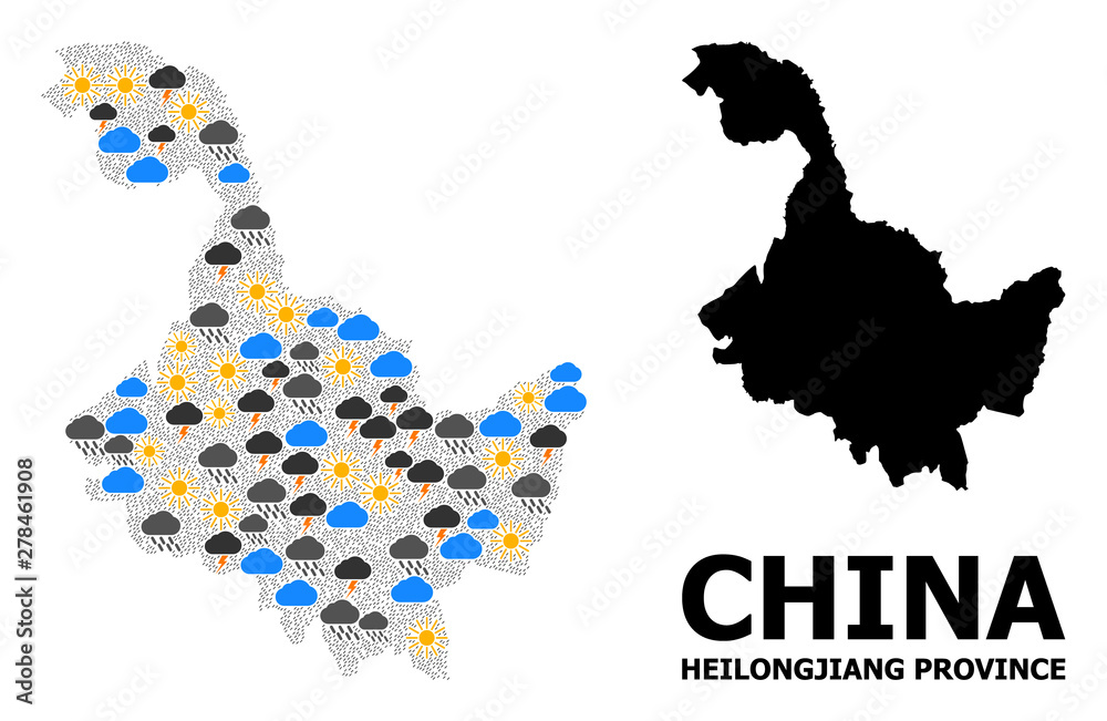 Climate Collage Map of Heilongjiang Province