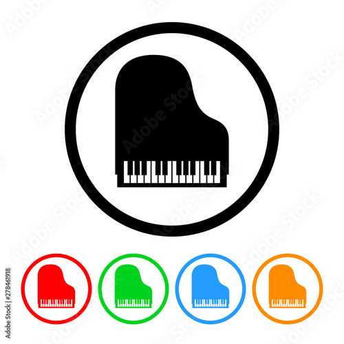 Grand piano icon vector piano illustration musical instrument music design element with four color variations
