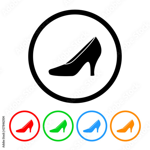 High heel shoes icon vector high heels stilettos illustration design element with four color variations