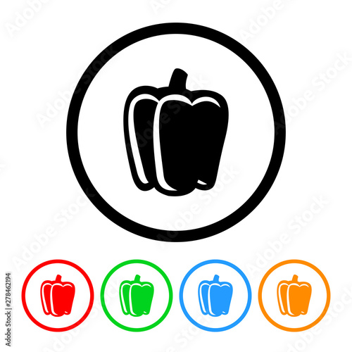 Bell pepper icon vector green pepper illustration vegetable design element with four color variations