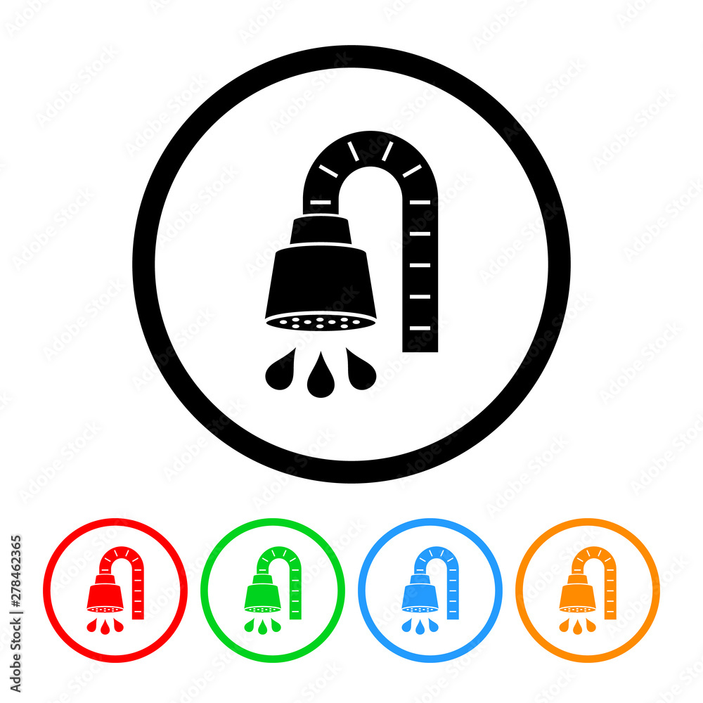 Shower icon vector bathroom shower head illustration design element with four color variations Shower icon vector bathroom shower head illustration design element with four color variations