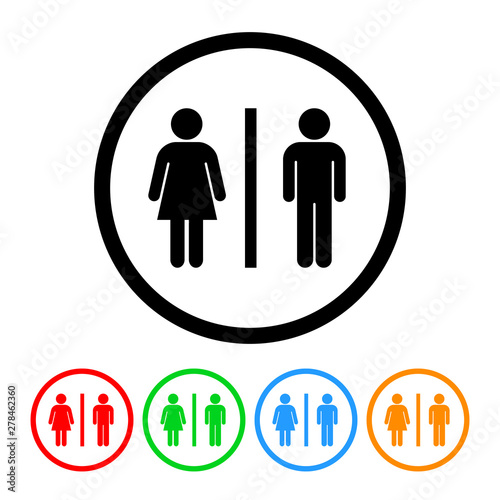 Male and female figure symbols icon vector restroom sign man and woman ymbol illustration design element with four color variations