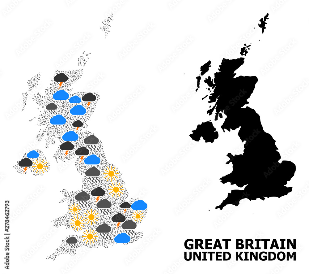 Obraz premium Weather Pattern Map of United Kingdom