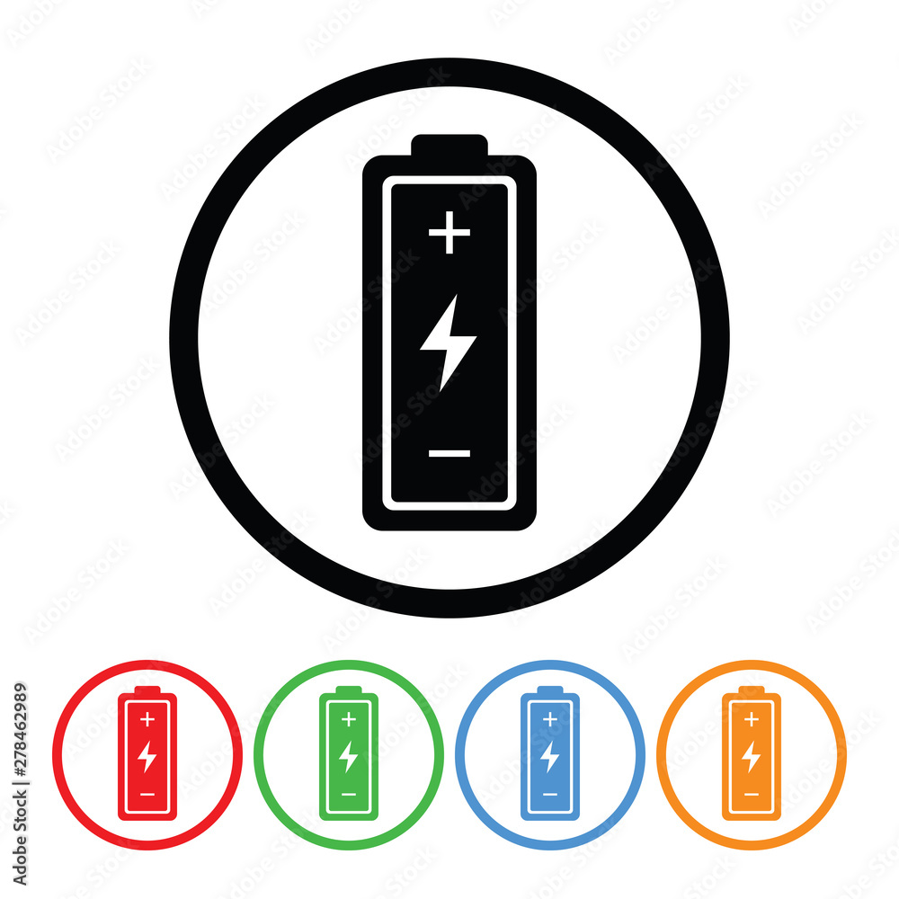 Black battery icon vector electronics battery illustration design element with four color variations Black battery icon vector electronics battery illustration design element with four color variations