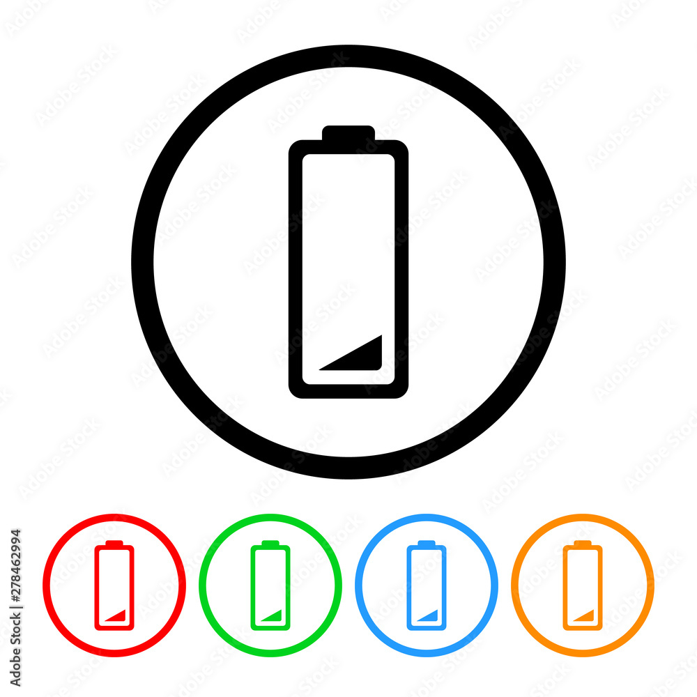 Empty battery icon vector low battery illustration design element with four color variations Empty battery icon vector low battery illustration design element with four color variations