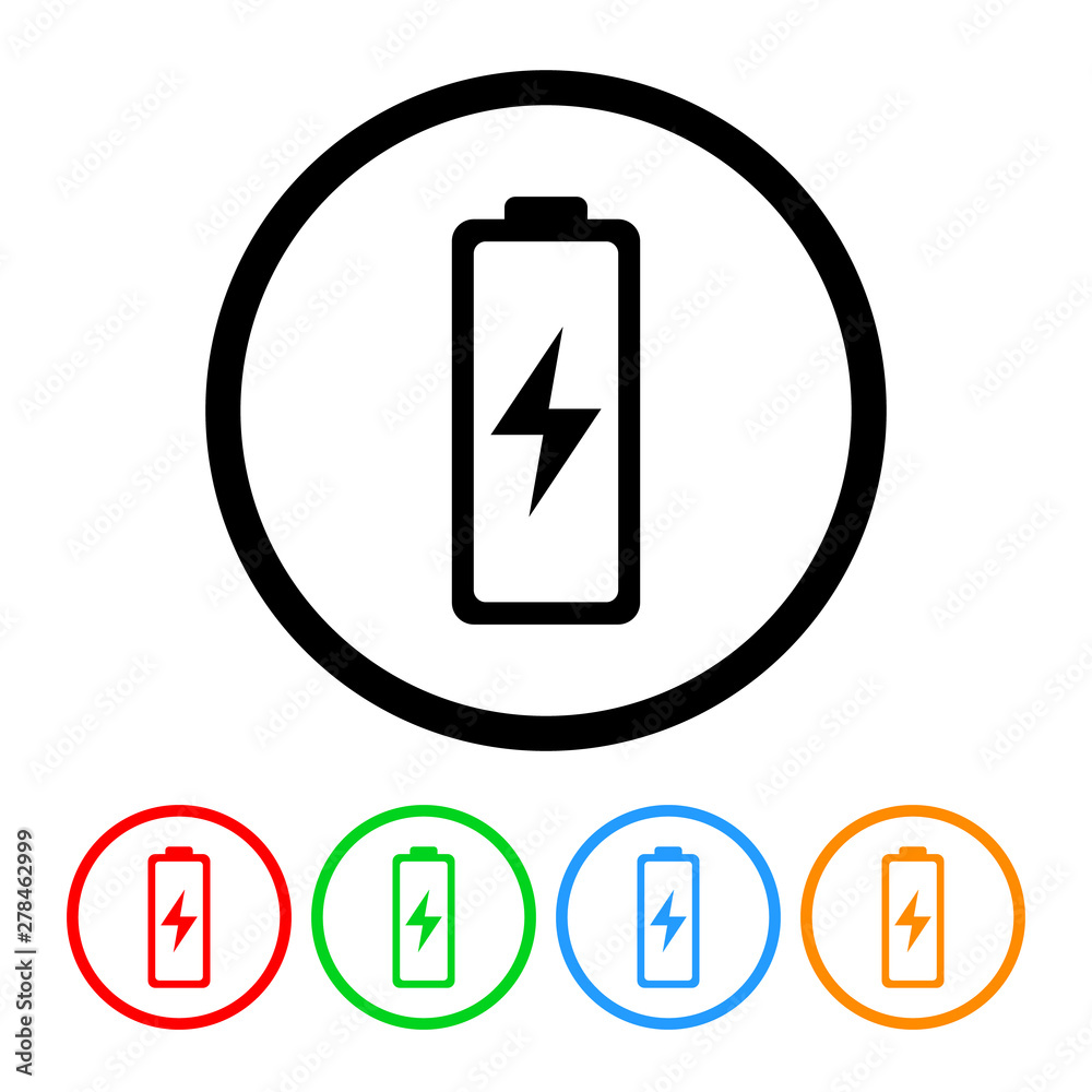 Lightning battery icon vector illustration design element with four color variations Lightning battery icon vector illustration design element with four color variations