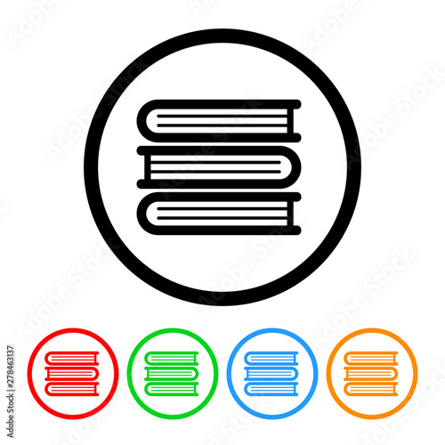 Stack of books icon vector books illustration design element with four color variations
