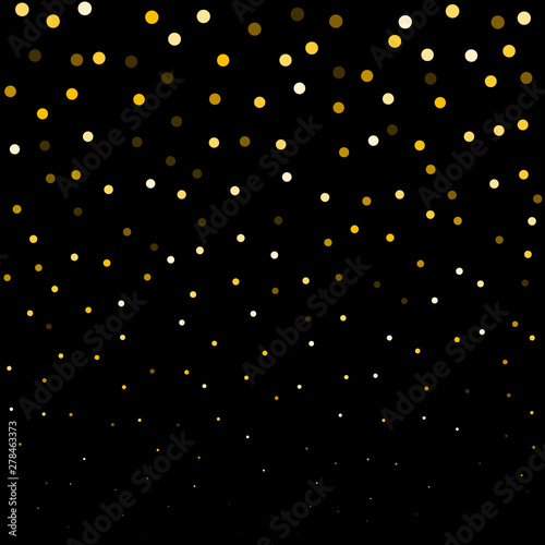 Round glitter luxury golden on black background. Gold glitter circle, round and diamond particles. Template with glitter for logo, greetind card, certificate, gift voucher and covers. photo