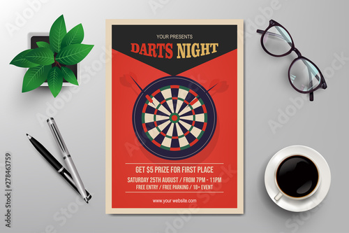 darts night flyer template vector