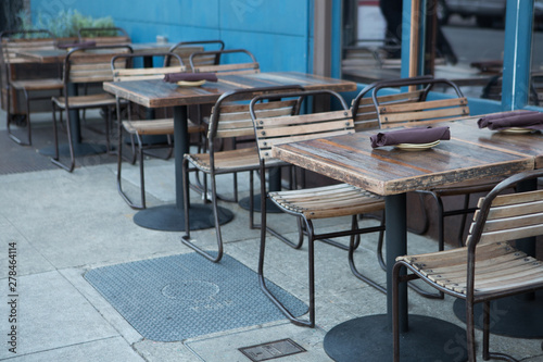 Photography Empty Restaurant Tables. Outdoor Seating
