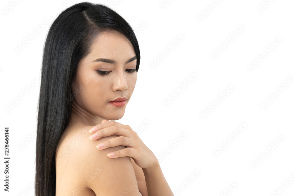Naklejka premium Beautiful woman beauty health care.beauty and spa.perfect fresh skin isolated on white background