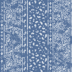 Acrylglasbilder Blau-weiße Muster Klassisches Chintz Blumenmuster Blau  © daicokuebisu