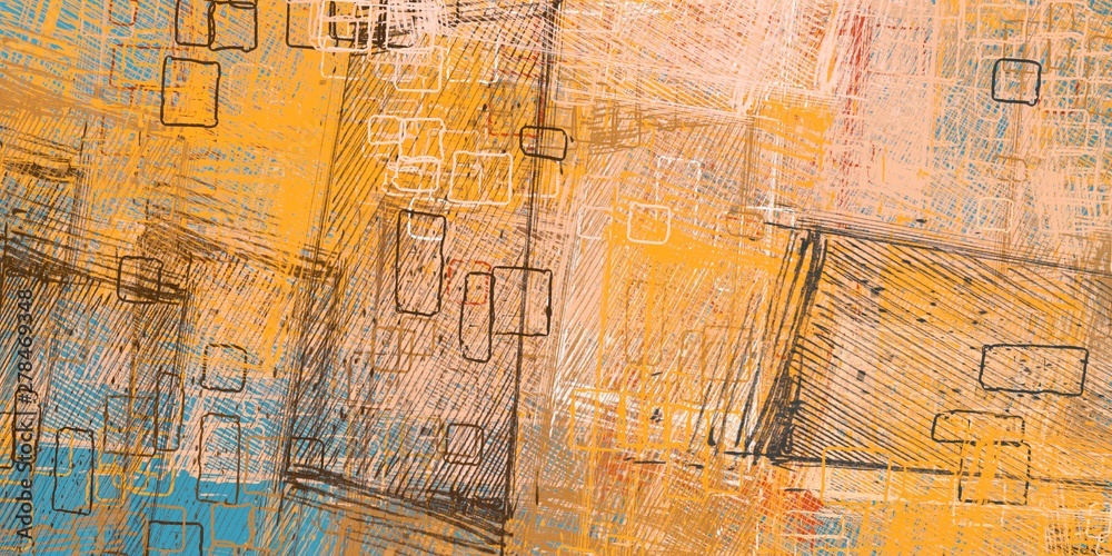 Obraz premium Crazy sketch random pattern. Chaos and variety. Modern art drawing painting. 2d illustration. Digital texture wallpaper. Artistic sketch draw backdrop material. 