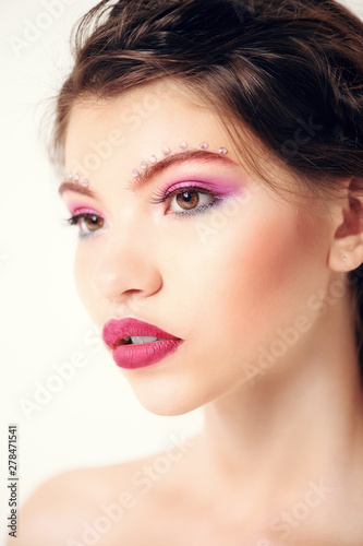 woman with bright makeup