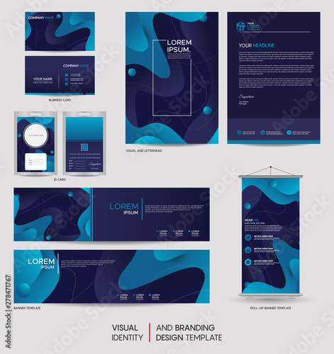 Modern dynamic stationery mock up and visual brand identity set