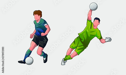 Mediocampista y guardameta jugando fùtbol
