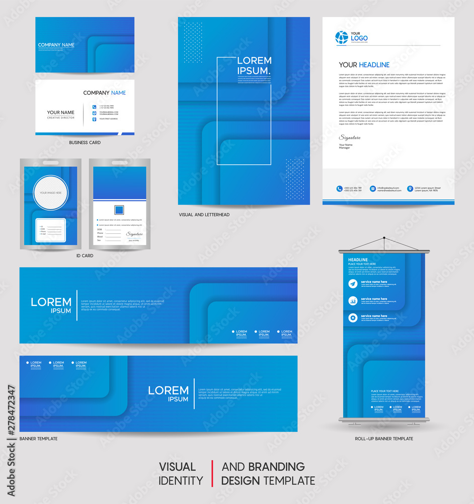 Modern stationery mock up and visual brand identity set