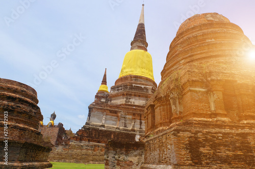 ancient buddhist temple in ayutthaya thailand