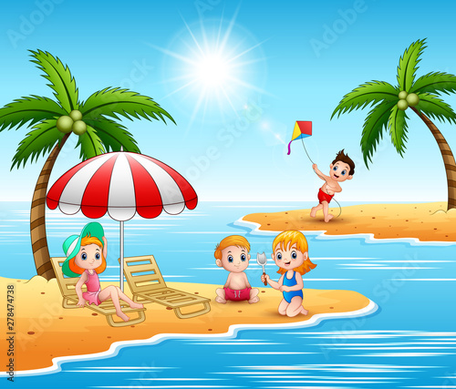 Summer holiday children in the beach