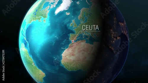 Spain - Ceuta - Zooming from space to earth