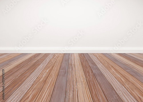 Oak wood floor with white wall , empty living room