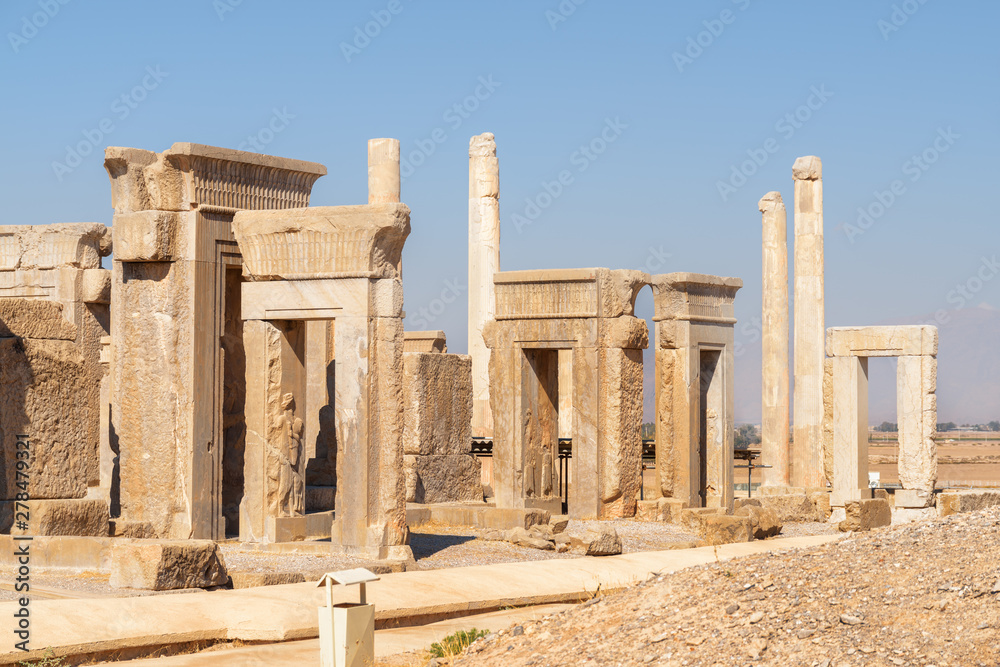 Amazing side view of ruins of the Tachara Palace, Persepolis