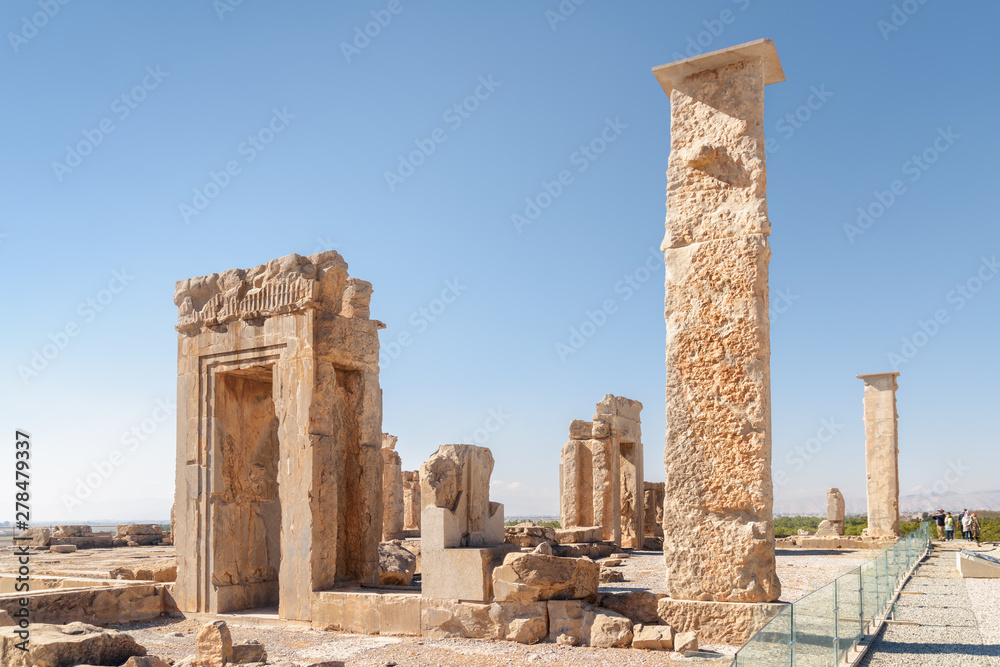 Wonderful view of ruins of the Hadish Palace, Persepolis, Iran