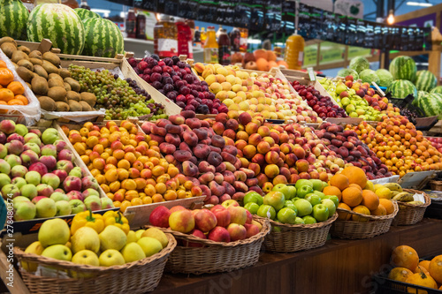 Assortment of fresh fruits at the market