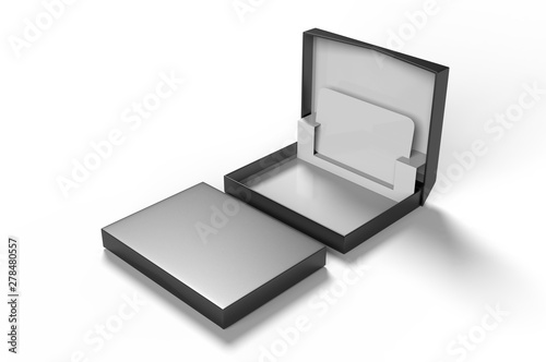 White blank rectangular hard cardboard gift card holder box for branding presentation and mock up template, 3d illustration.