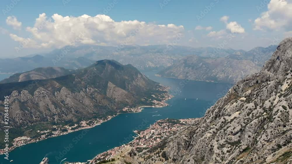 Aerial Sideways Dolly Movement of Kotor Bay in Montenegro. Aerial Sideways Dolly Movement of Kotor Bay in Montenegro.