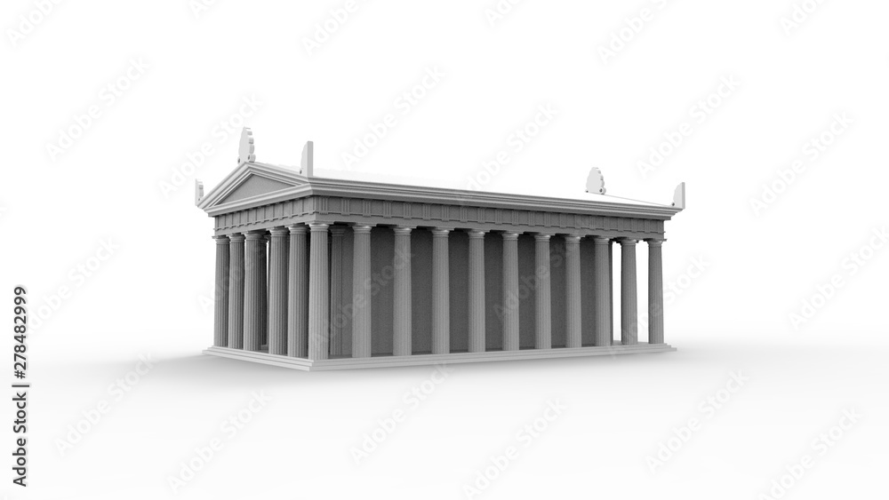 Obraz premium 3d rendering of an anchient greek temple isolated in white studio background
