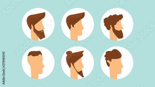 Different faces of people who have both male