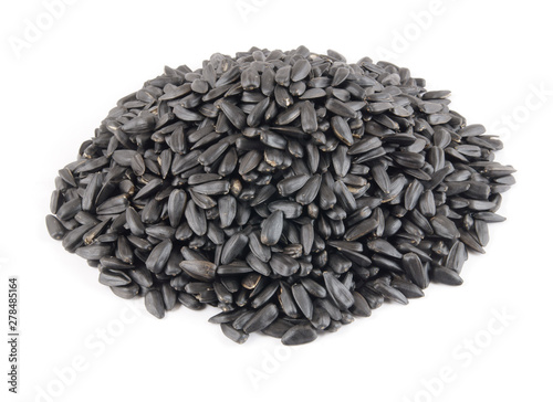 Obraz na plátně Heap of sunflower seeds isolated on white background
