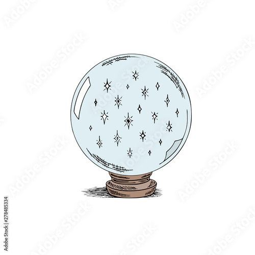 Magic ball sketch. Ink hand drawn vector illustration