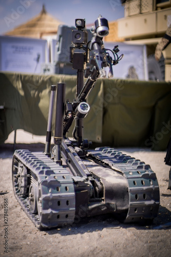 Bomb Disposal Army or Police Robot front view