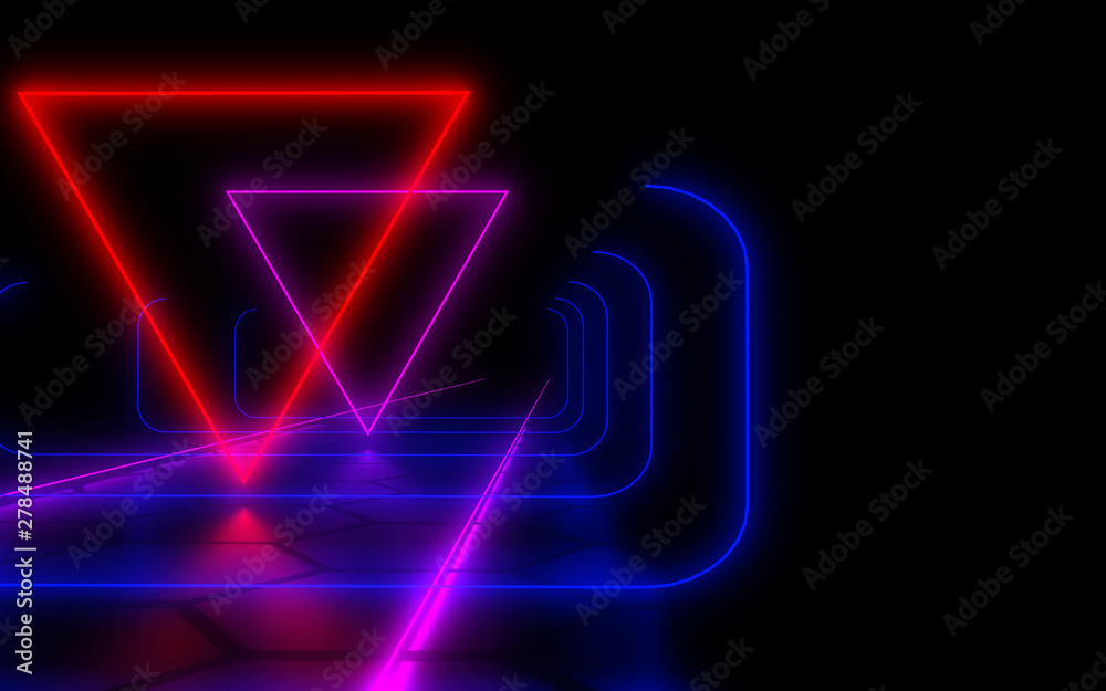 3D abstract tunnel with neon lights. 3d illustration 3D abstract tunnel with neon lights. 3d illustration