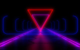 3D  abstract tunnel with neon lights. 3d illustration